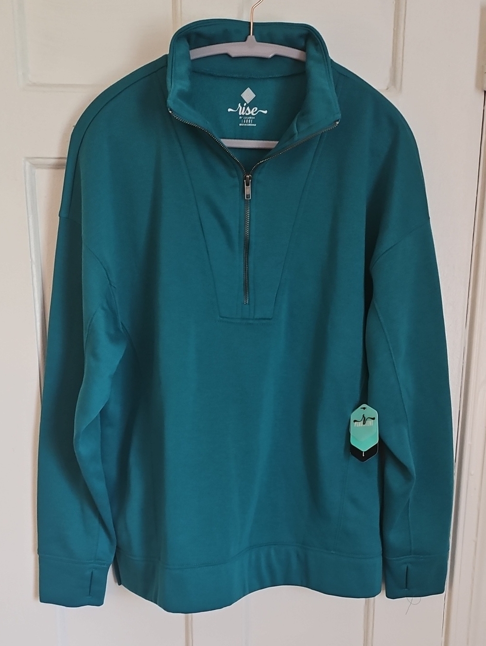 Rise By LuLaRoe Teal Quarter-Zip Pullover